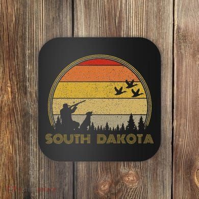 South Dakota Pheasant Hunter Bird Hunting Sunset Retro Coaster