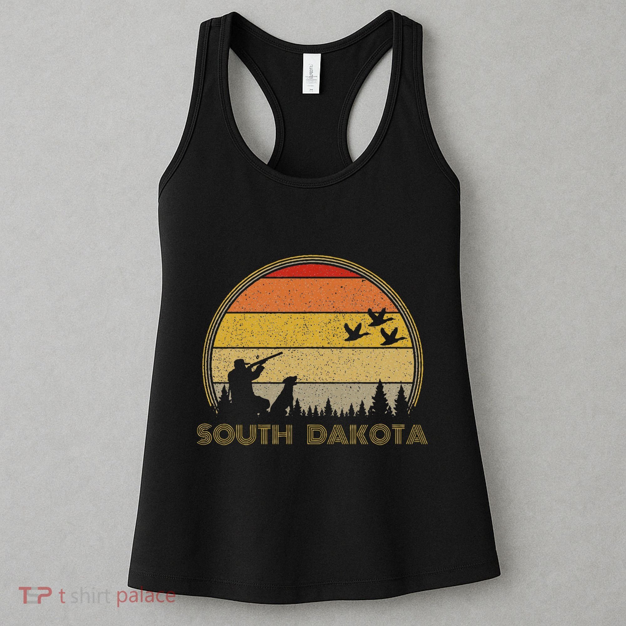 South Dakota Pheasant Hunter Bird Hunting Sunset Retro Women's Tank Top