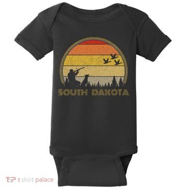 South Dakota Pheasant Hunter Bird Hunting Sunset Retro Baby Bodysuit