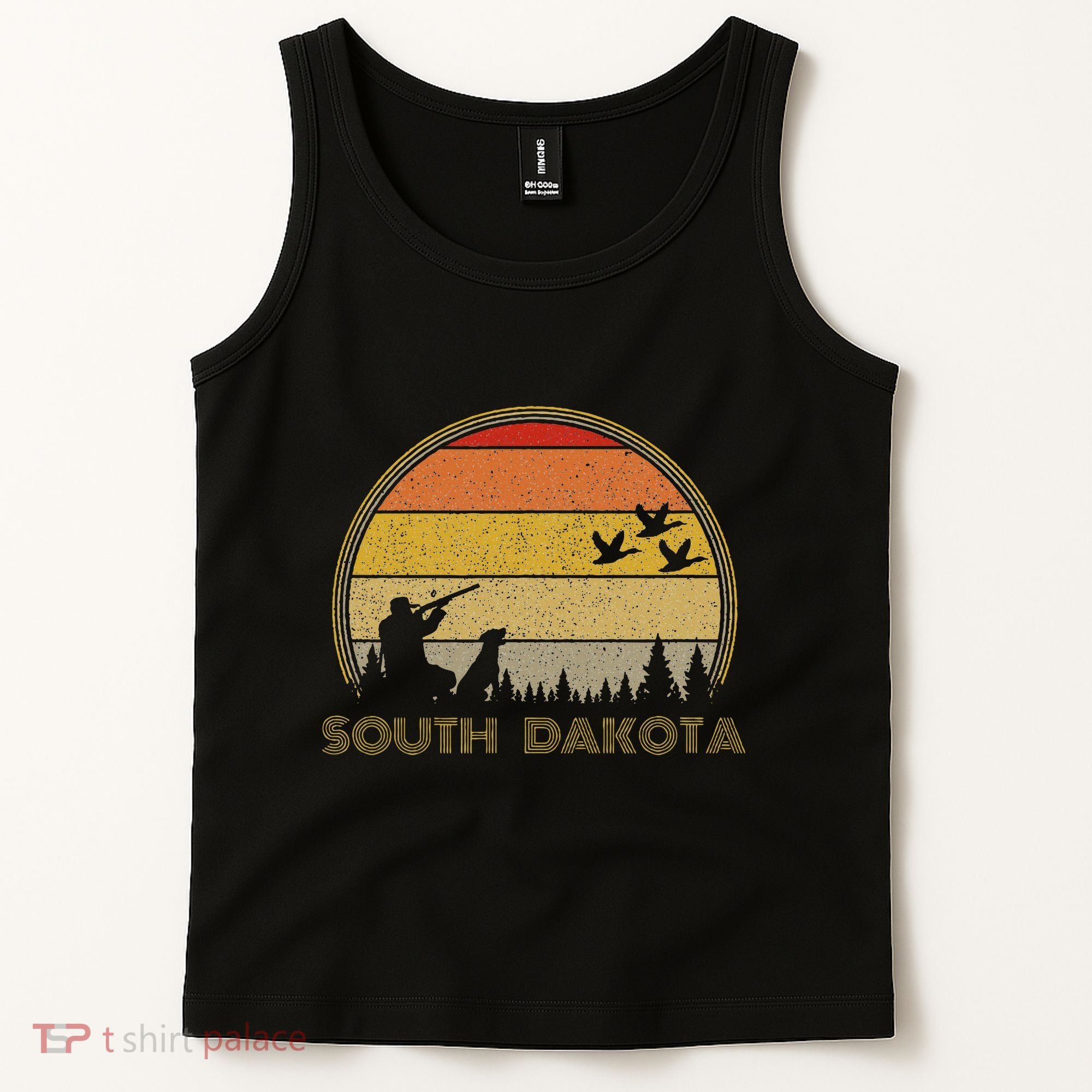 South Dakota Pheasant Hunter Bird Hunting Sunset Retro Tank Top