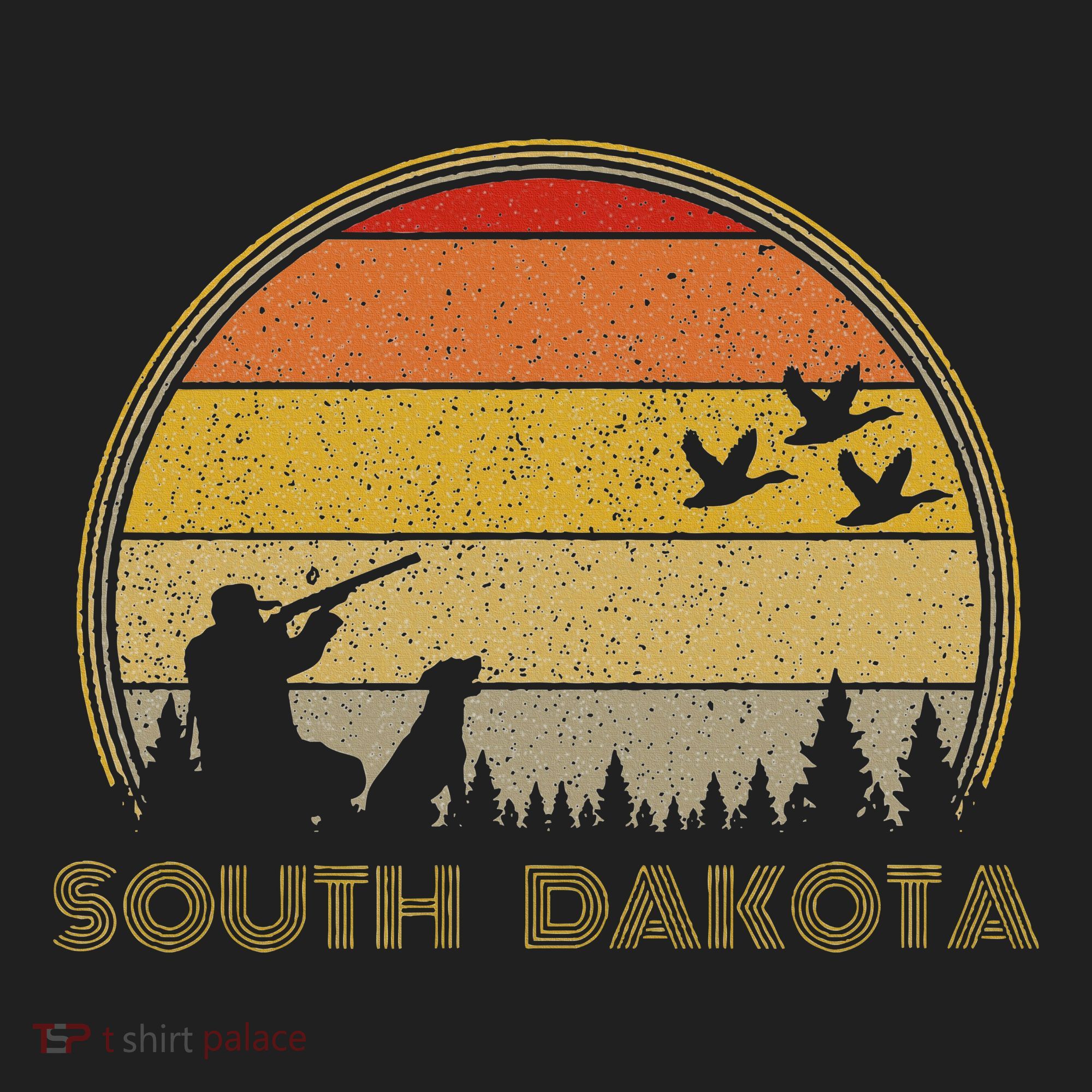 South Dakota Pheasant Hunter Bird Hunting Sunset Retro Golf Towel