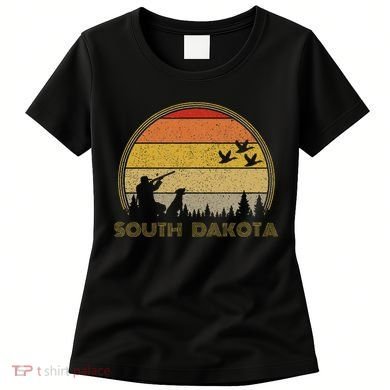 South Dakota Pheasant Hunter Bird Hunting Sunset Retro Women's T-Shirt
