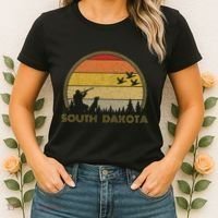 South Dakota Pheasant Hunter Bird Hunting Sunset Retro Women's T-Shirt thumb 2