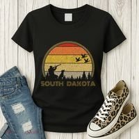 South Dakota Pheasant Hunter Bird Hunting Sunset Retro Women's T-Shirt thumb 3