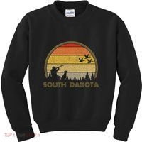 South Dakota Pheasant Hunter Bird Hunting Sunset Retro Kids Sweatshirt thumb 0