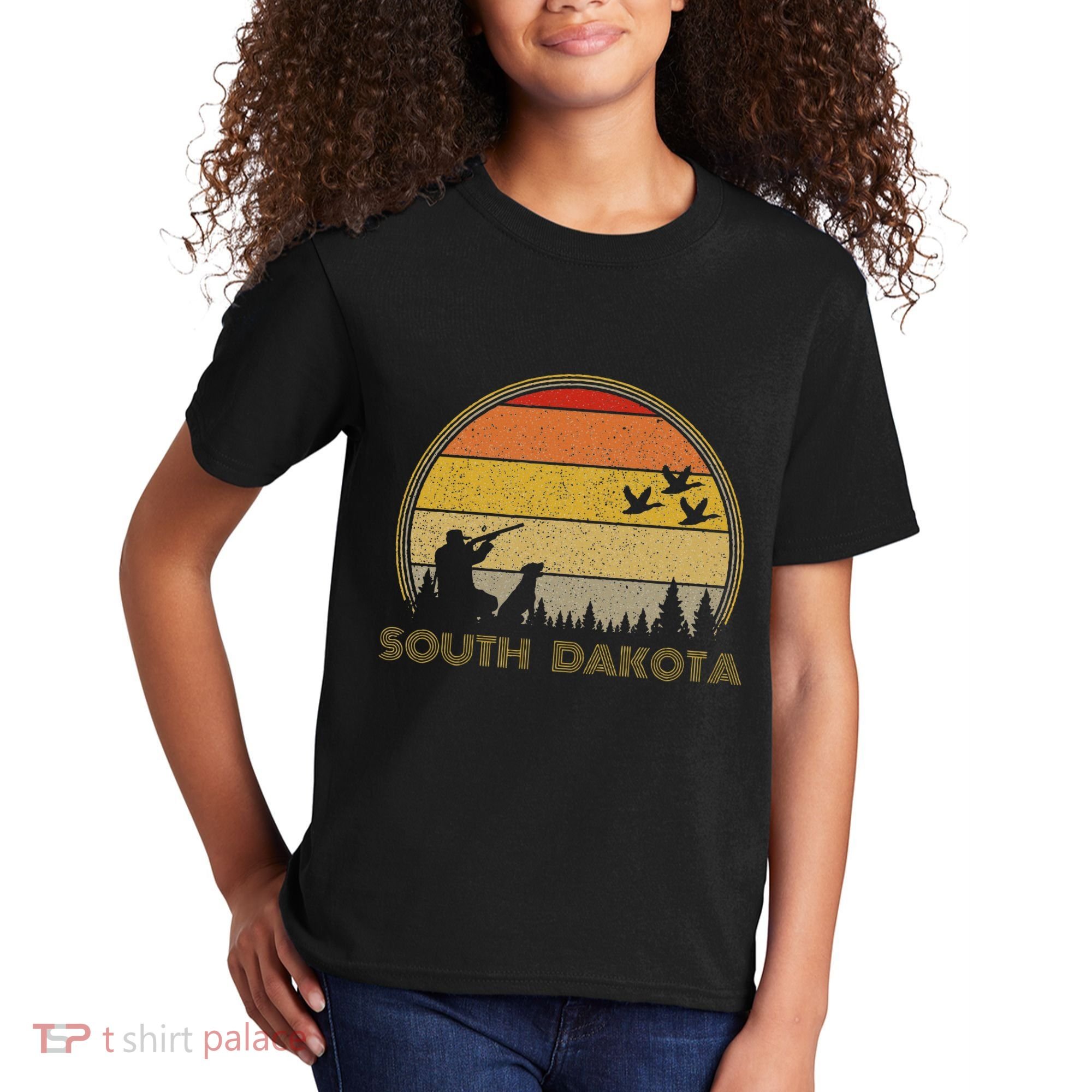 South Dakota Pheasant Hunter Bird Hunting Sunset Retro Kids T-Shirt