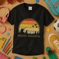 South Dakota Pheasant Hunter Bird Hunting Sunset Retro Kids T-Shirt thumb 3