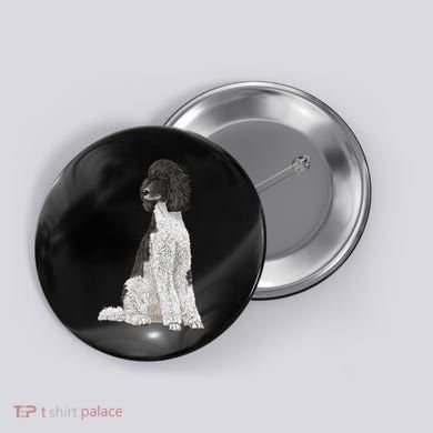 Sitting Dog Poodle Button