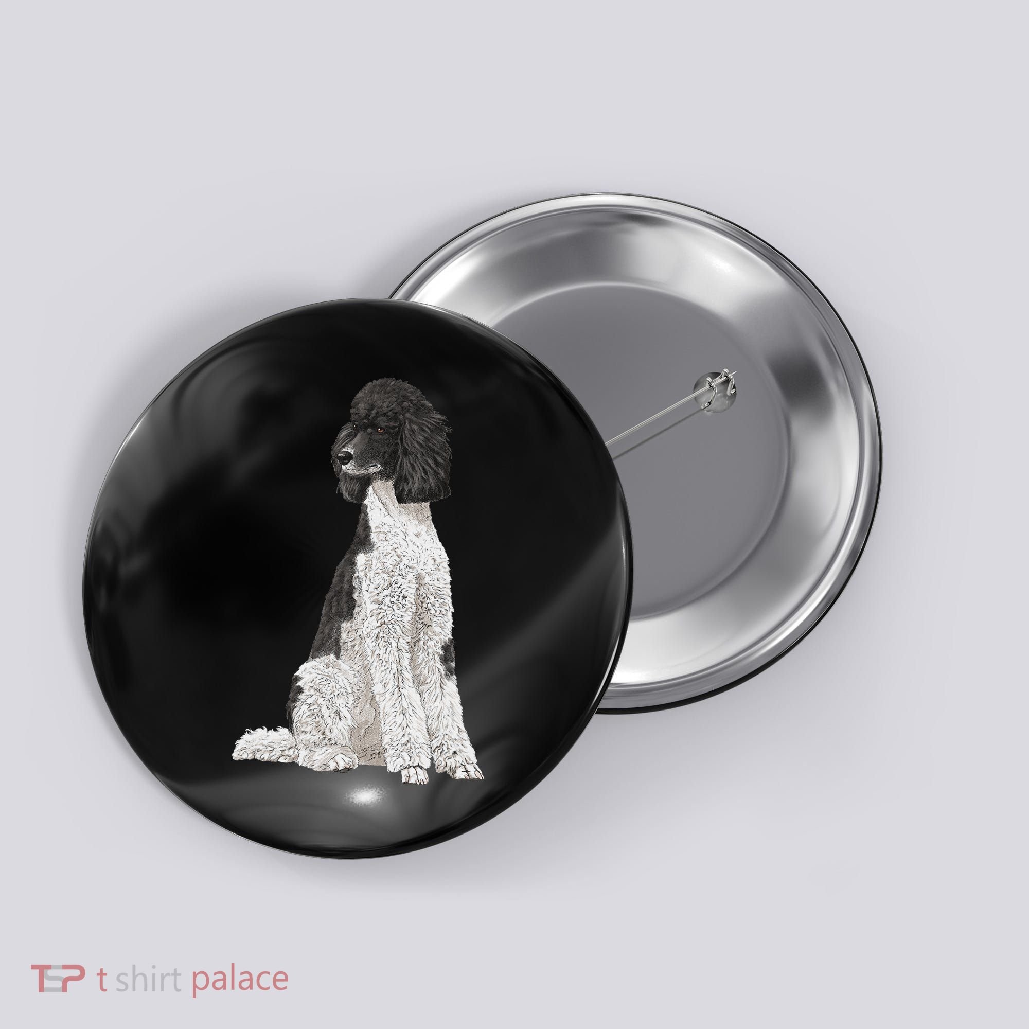 Sitting Dog Poodle Button