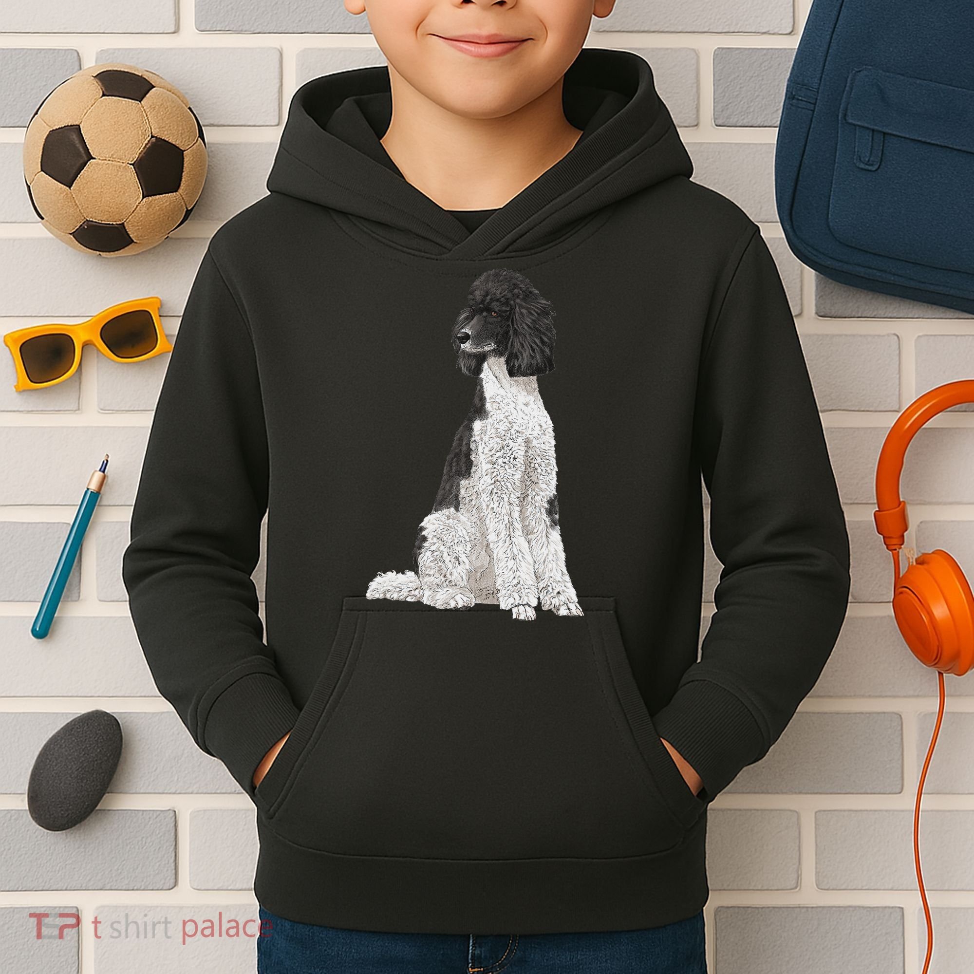 Sitting Dog Poodle Kids Hoodie