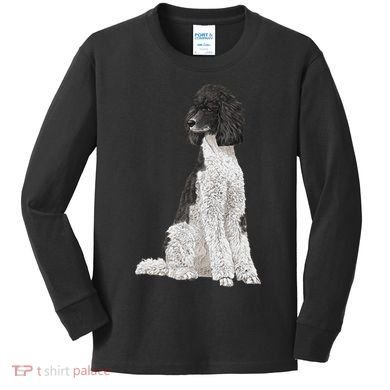 Sitting Dog Poodle Kids Long Sleeve Shirt