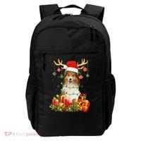 Sheltie Dog Reindeer Santa Hat Christmas Light Xmas Gift Backpack thumb 0