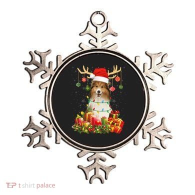 Sheltie Dog Reindeer Santa Hat Christmas Light Xmas Gift Ornament