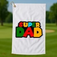 Super Dad Retro Gift Golf Towel thumb 1
