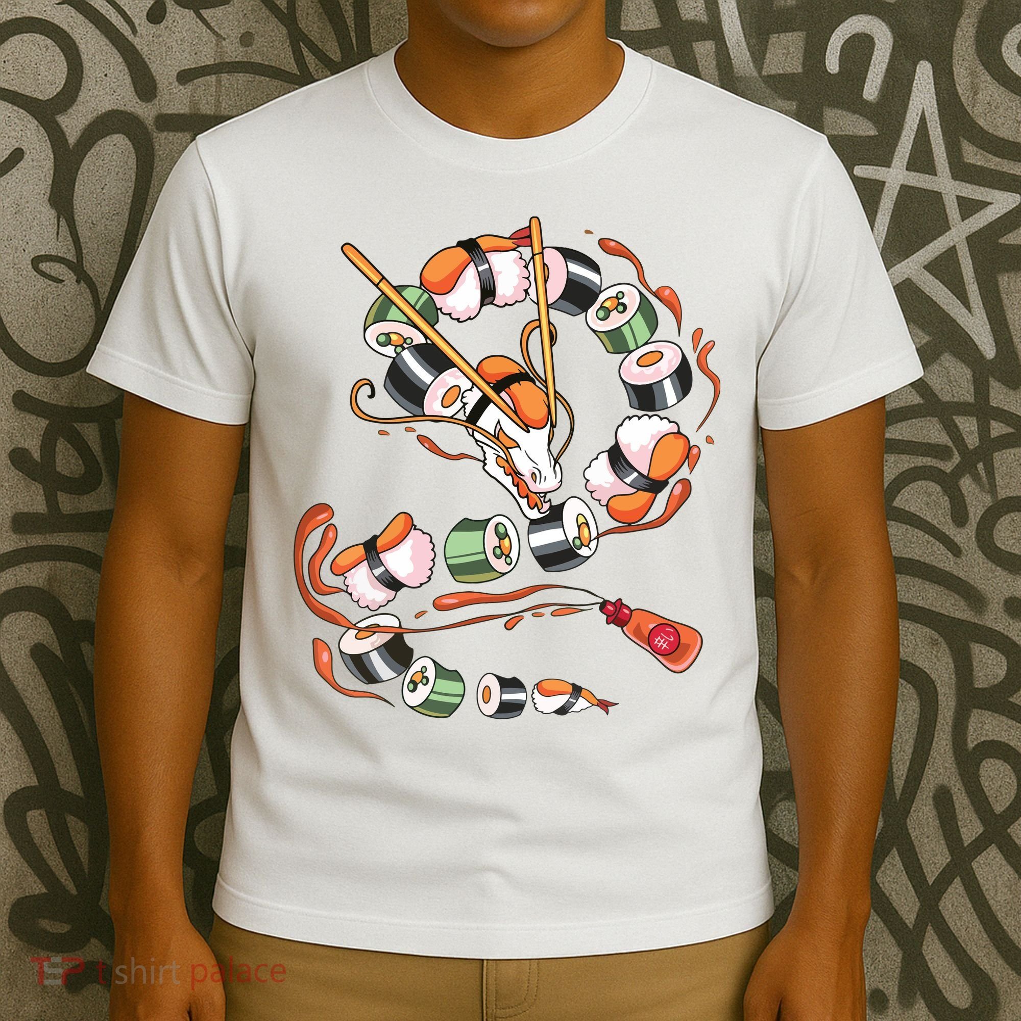 Sushi Dragon Roll Japanese Food Kawaii Dragon Anime Sushi T-Shirt