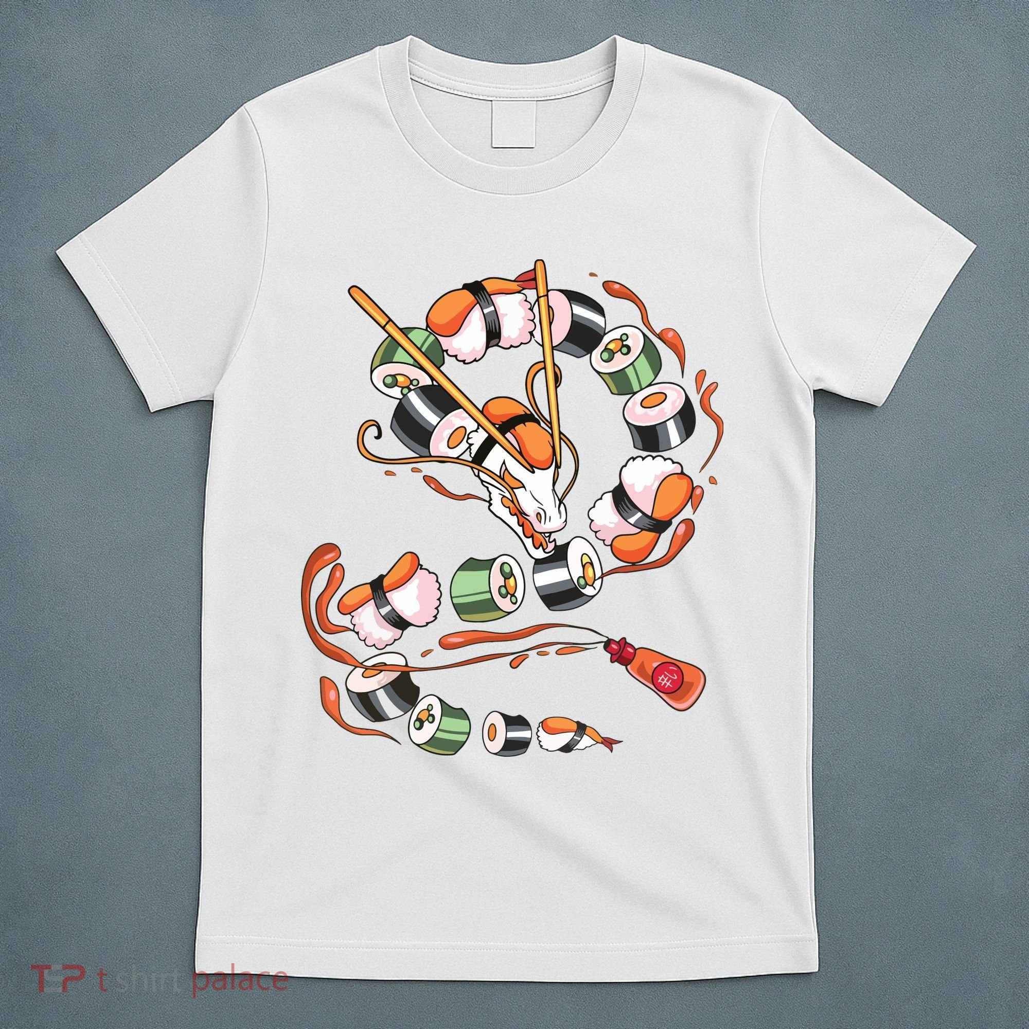 Sushi Dragon Roll Japanese Food Kawaii Dragon Anime Sushi T-Shirt