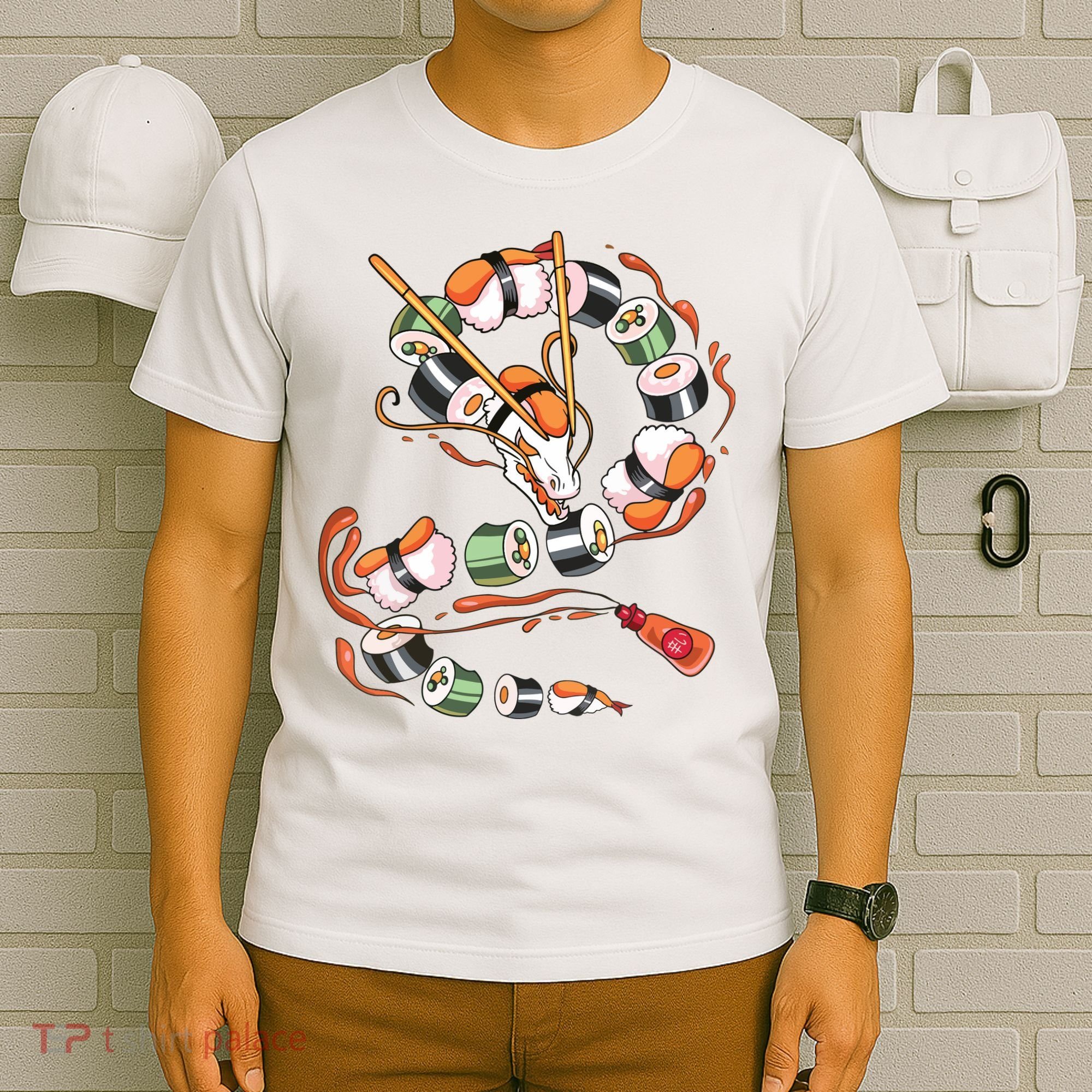 Sushi Dragon Roll Japanese Food Kawaii Dragon Anime Sushi T-Shirt