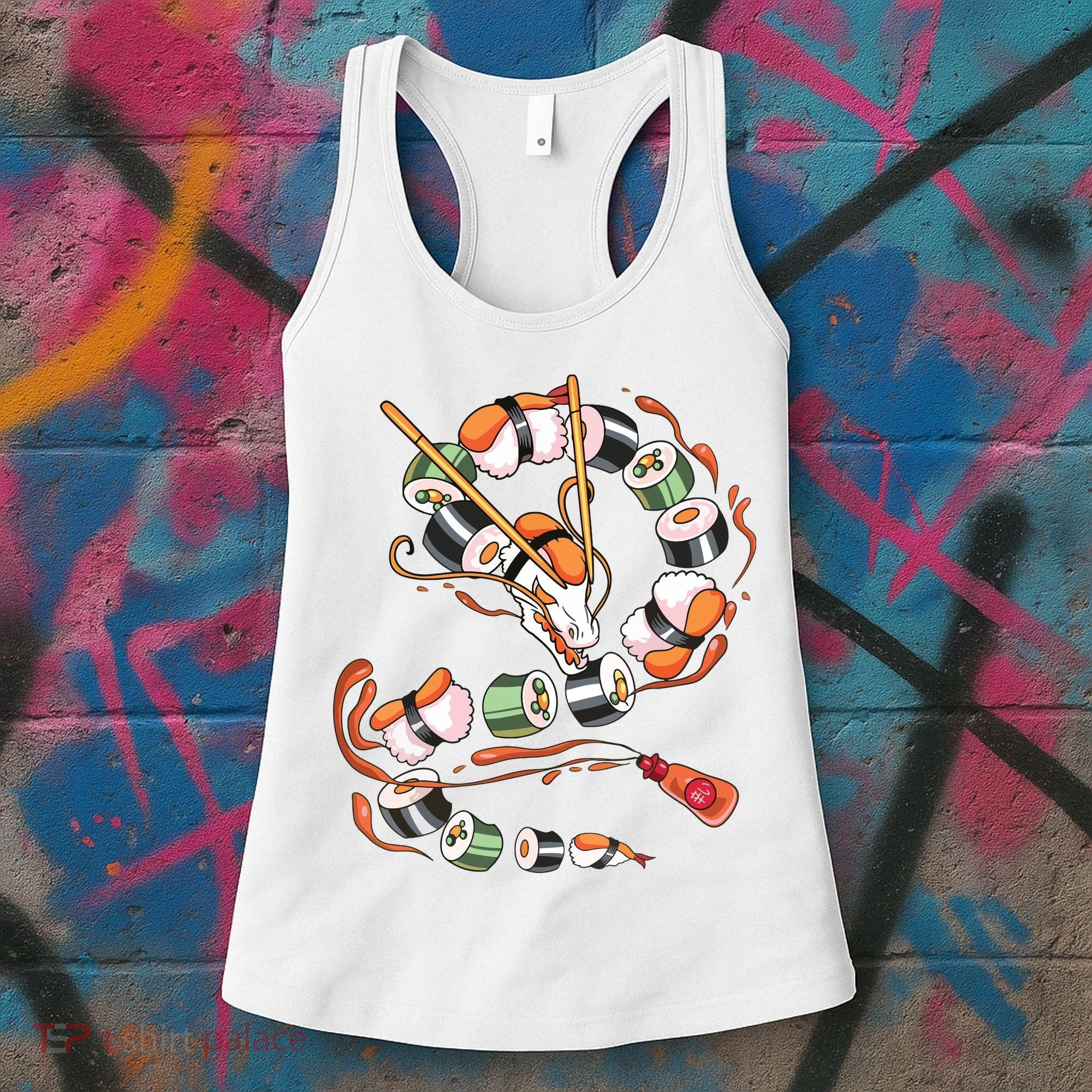 Sushi Dragon Roll Japanese Food Kawaii Dragon Anime Sushi Women's Tank Top
