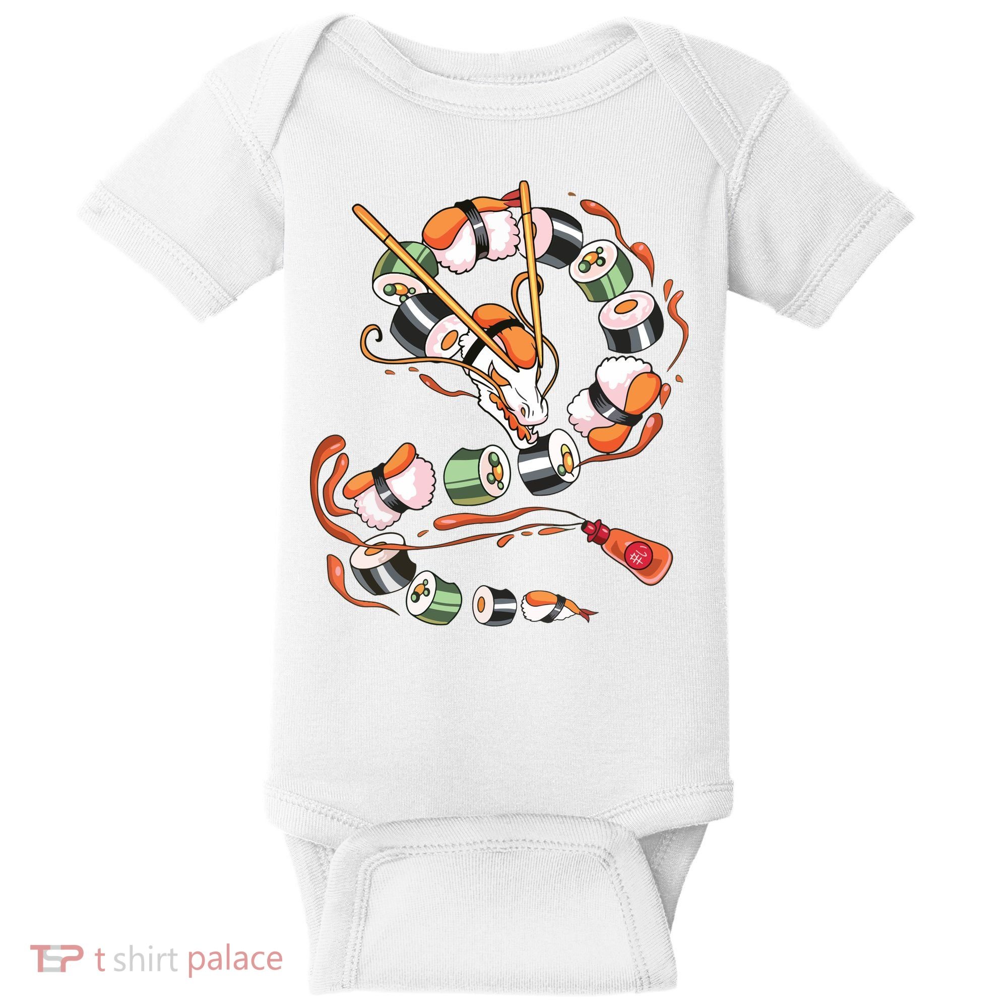 Sushi Dragon Roll Japanese Food Kawaii Dragon Anime Sushi Baby Bodysuit