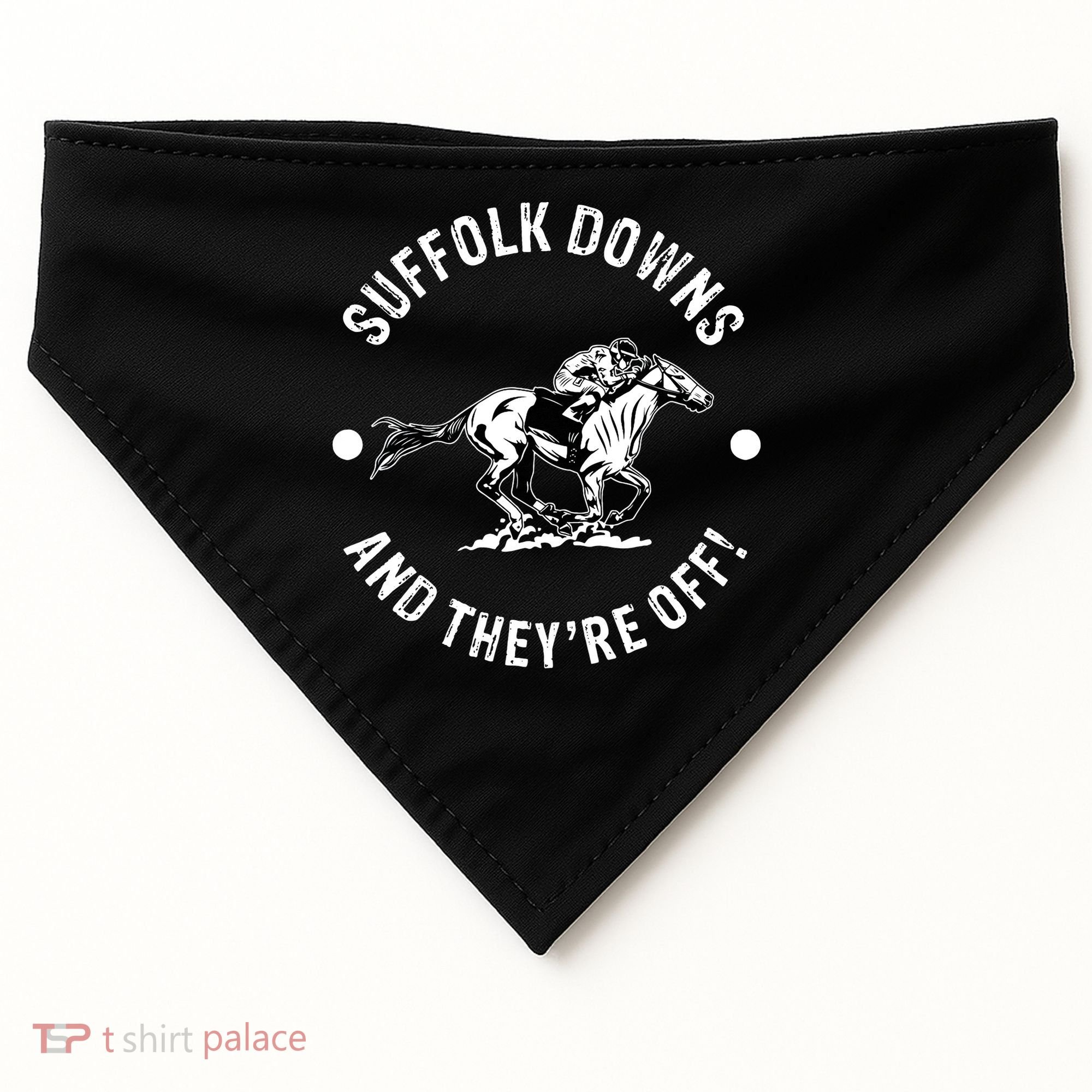 Suffolk Downs Racetrack Horse Racing Fan Equestrian MA Derby USA-Made Doggie Bandana