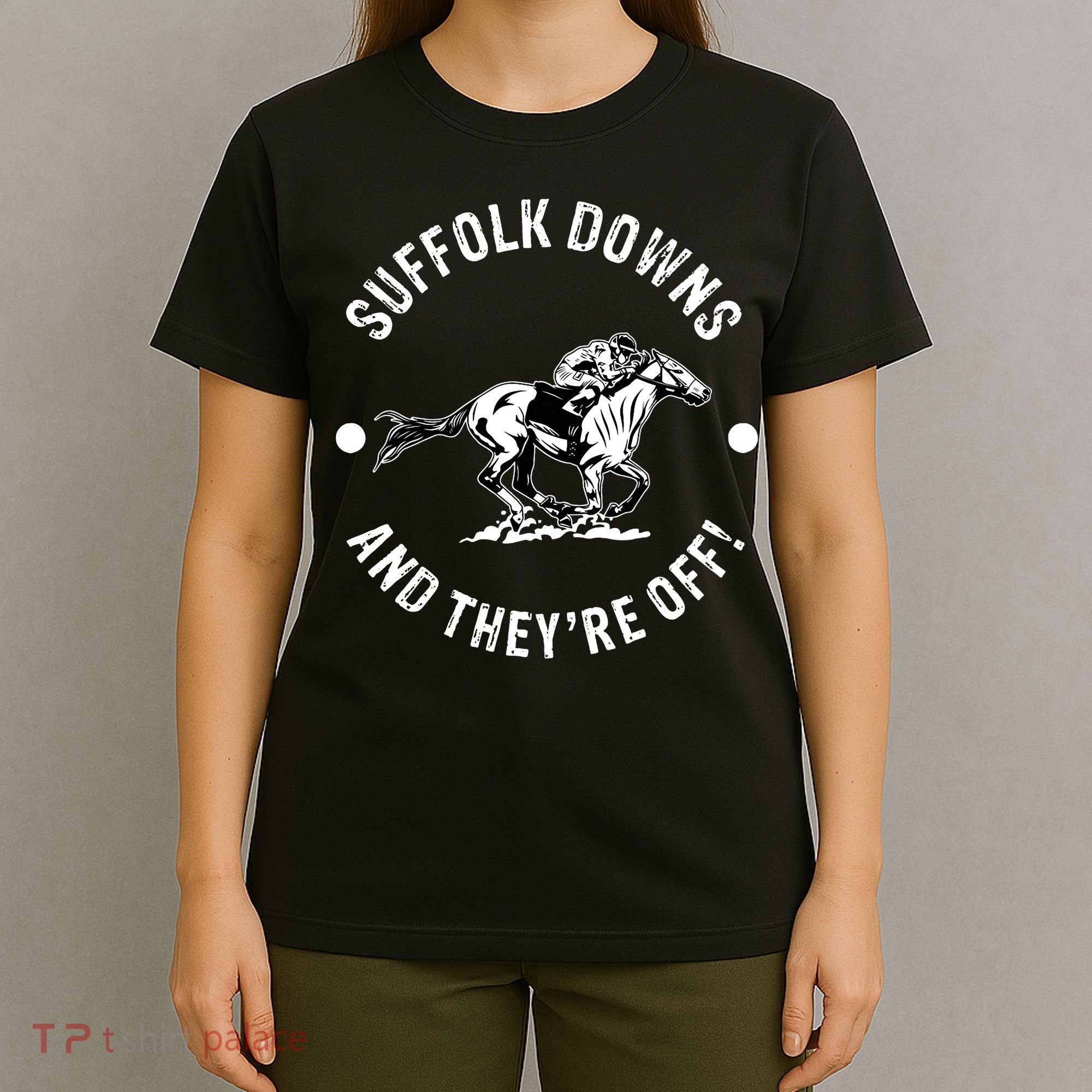 Suffolk Downs Racetrack Horse Racing Fan Equestrian MA Derby T-Shirt