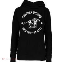 Suffolk Downs Racetrack Horse Racing Fan Equestrian MA Derby Womens Funnel Neck Pullover Hood thumb 0