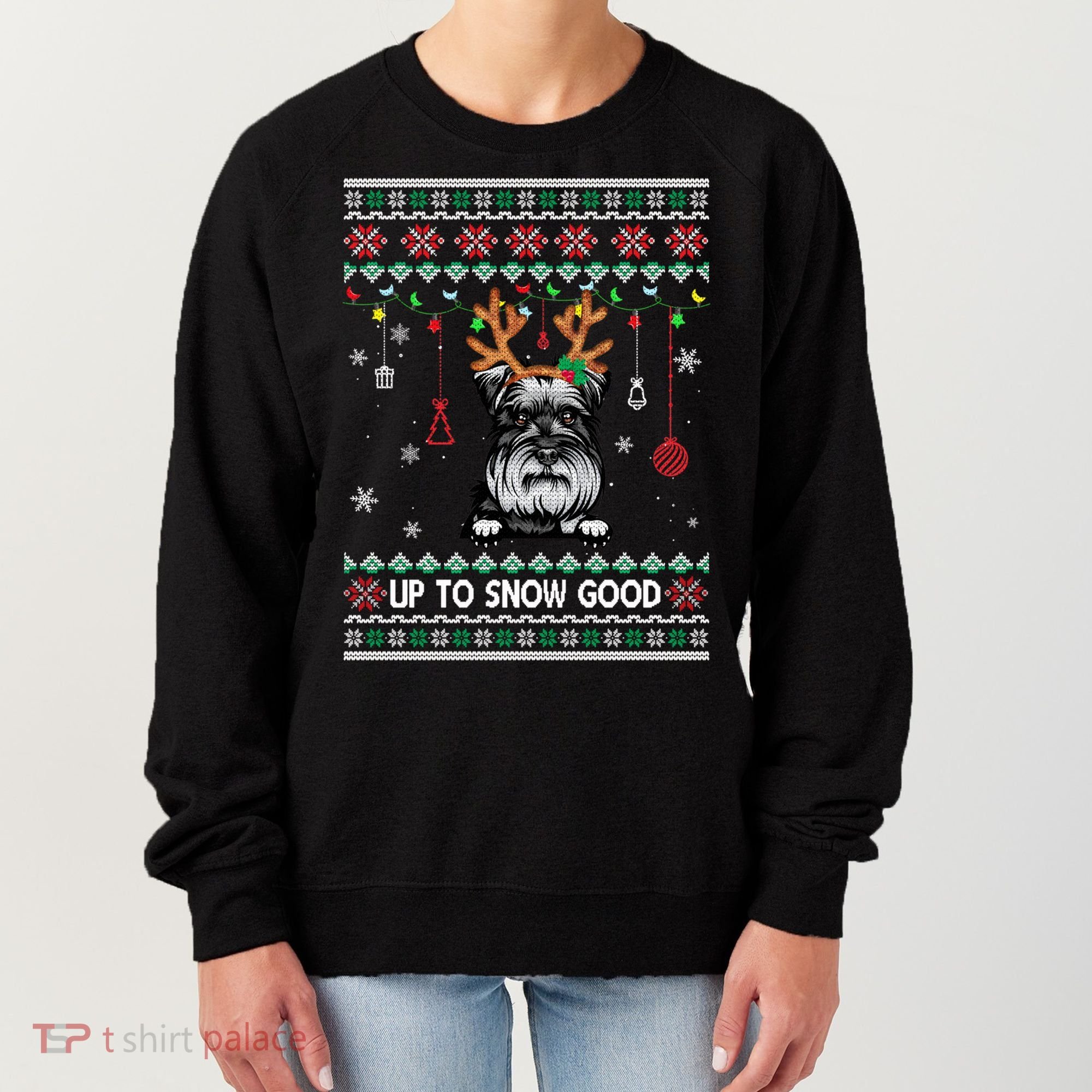 Schnauzer Dog Reindeer Ugly Christmas Xmas Gift Women's Sweatshirt