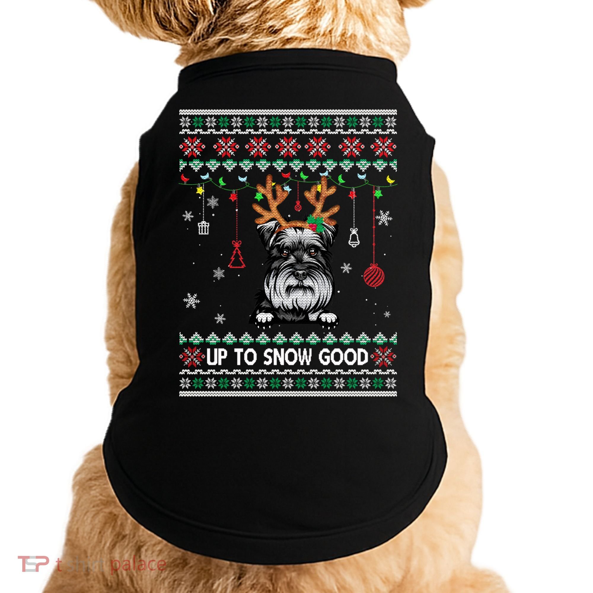 Schnauzer Dog Reindeer Ugly Christmas Xmas Gift Doggie Tank
