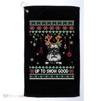 Schnauzer Dog Reindeer Ugly Christmas Xmas Gift Golf Towel thumb 0