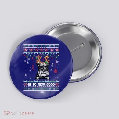 Schnauzer Dog Reindeer Ugly Christmas Xmas Gift Button