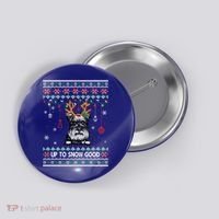Schnauzer Dog Reindeer Ugly Christmas Xmas Gift Button thumb 0