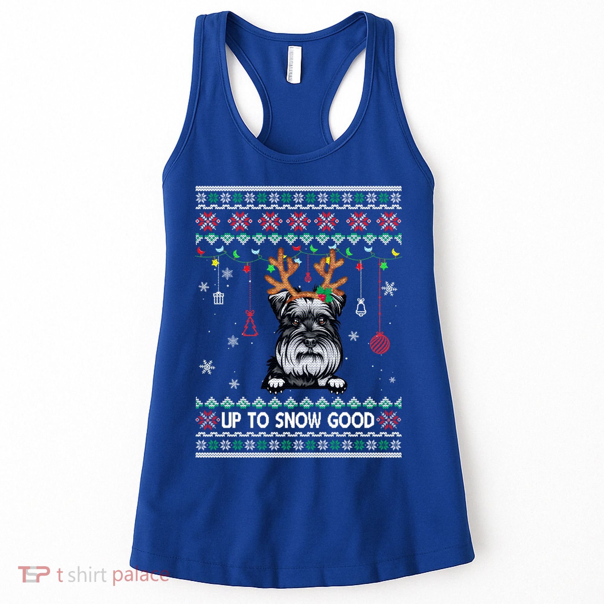 Schnauzer Dog Reindeer Ugly Christmas Xmas Gift Women's Tank Top