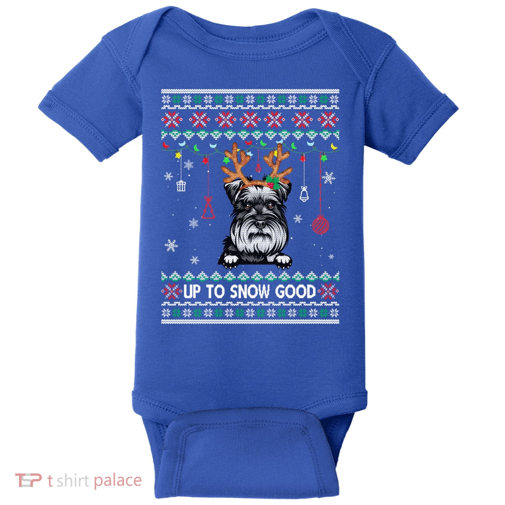 Schnauzer Dog Reindeer Ugly Christmas Xmas Gift Baby Bodysuit