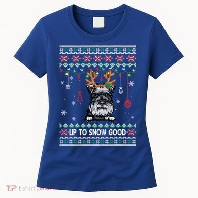 Schnauzer Dog Reindeer Ugly Christmas Xmas Gift Women's T-Shirt