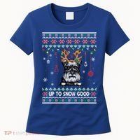 Schnauzer Dog Reindeer Ugly Christmas Xmas Gift Women's T-Shirt thumb 0