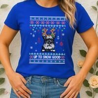 Schnauzer Dog Reindeer Ugly Christmas Xmas Gift Women's T-Shirt thumb 2