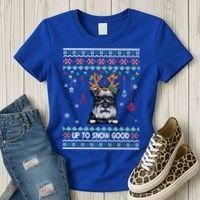 Schnauzer Dog Reindeer Ugly Christmas Xmas Gift Women's T-Shirt thumb 3