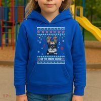 Schnauzer Dog Reindeer Ugly Christmas Xmas Gift Kids Hoodie thumb 3