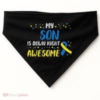 Son Down Right Awesome Down Syndrome Awareness Family Match USA-Made Doggie Bandana thumb 0