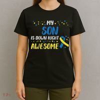 Son Down Right Awesome Down Syndrome Awareness Family Match T-Shirt thumb 4