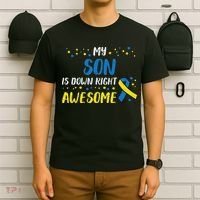 Son Down Right Awesome Down Syndrome Awareness Family Match T-Shirt thumb 6