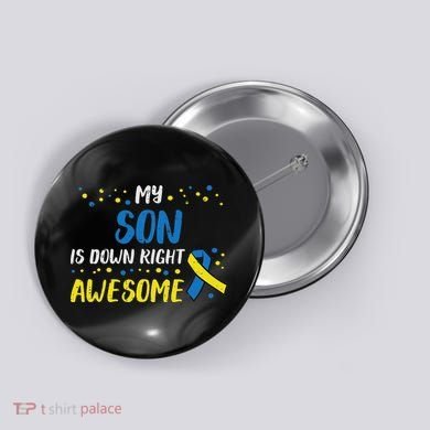 Son Down Right Awesome Down Syndrome Awareness Family Match Button