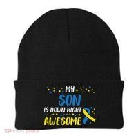 Son Down Right Awesome Down Syndrome Awareness Family Match Beanie thumb 0