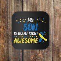 Son Down Right Awesome Down Syndrome Awareness Family Match Coaster thumb 0