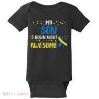 Son Down Right Awesome Down Syndrome Awareness Family Match Baby Bodysuit thumb 0