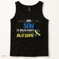 Son Down Right Awesome Down Syndrome Awareness Family Match Tank Top thumb 2