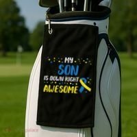 Son Down Right Awesome Down Syndrome Awareness Family Match Golf Towel thumb 2