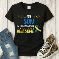 Son Down Right Awesome Down Syndrome Awareness Family Match Women's T-Shirt thumb 3