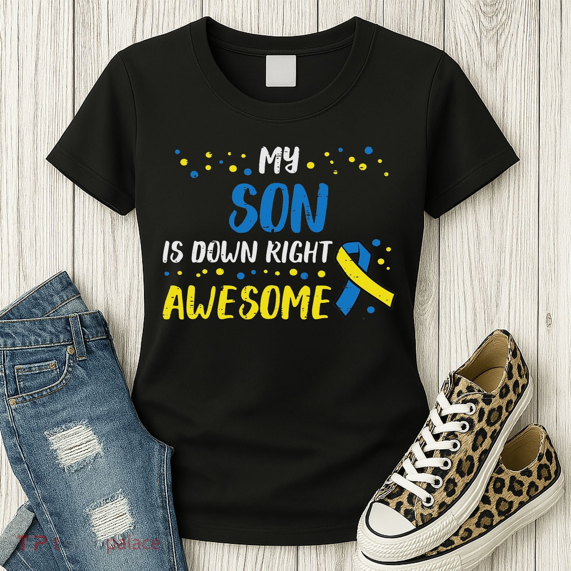 Son Down Right Awesome Down Syndrome Awareness Family Match Women's T-Shirt