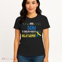 Son Down Right Awesome Down Syndrome Awareness Family Match Women's T-Shirt thumb 4